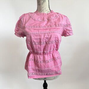 J.Crew Pink Eyelet Trim Women's Top